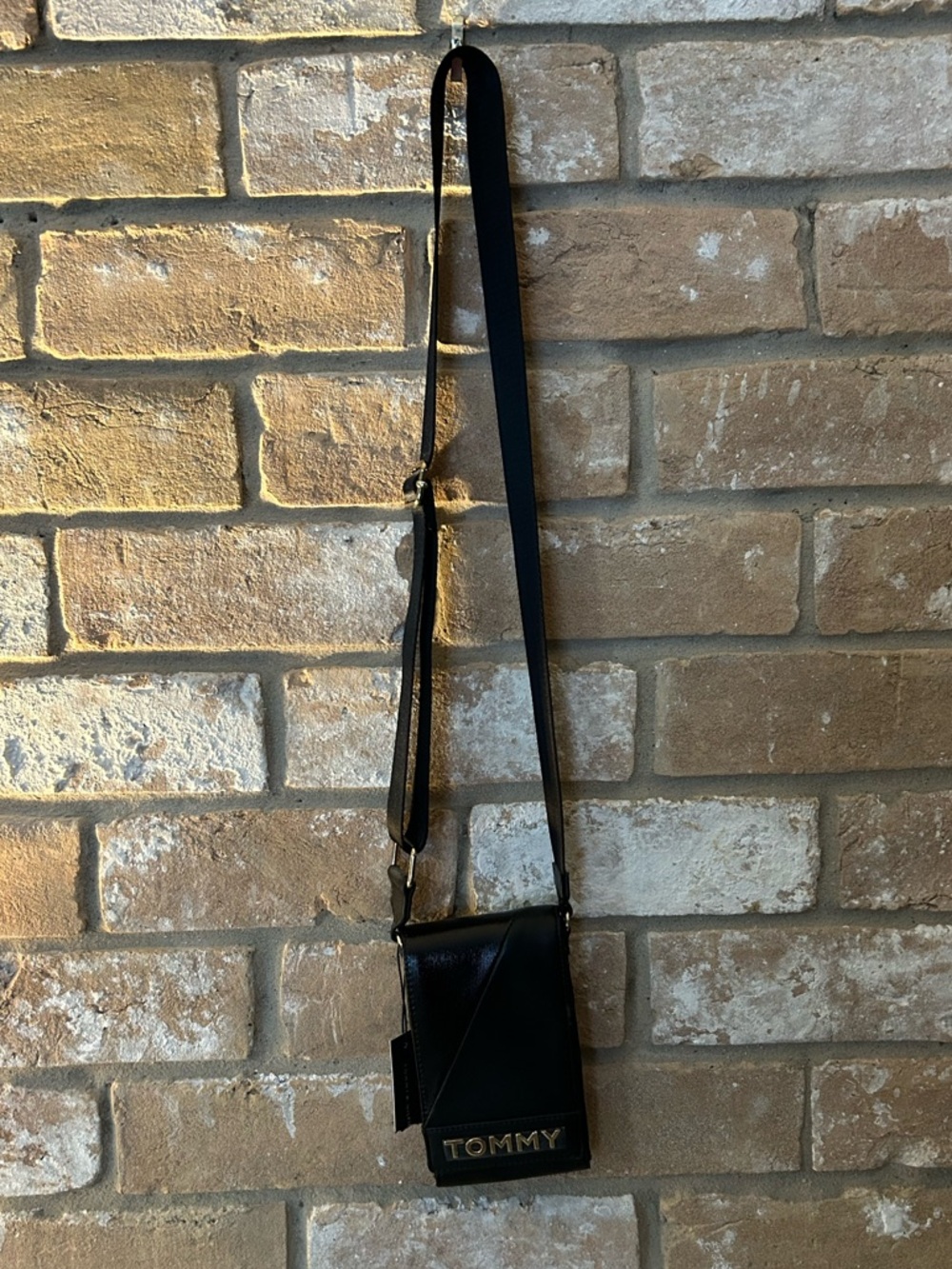 Small Tommy Hilfiger Black Mini Crossbody Bag with Gold Logo